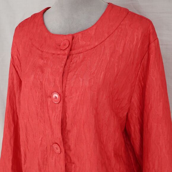 Chicos Jacket 3 Womens XL 16 Orange Brocade Lined Blazer Whimsy Career Office - Picture 8 of 15